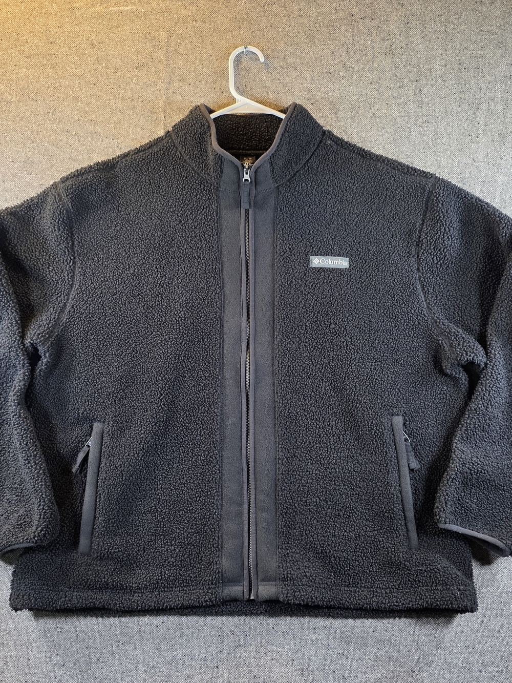 Columbia Men's XL Black Sherpa Fleece Full Zip Jacket Zip Pockets Outdoor